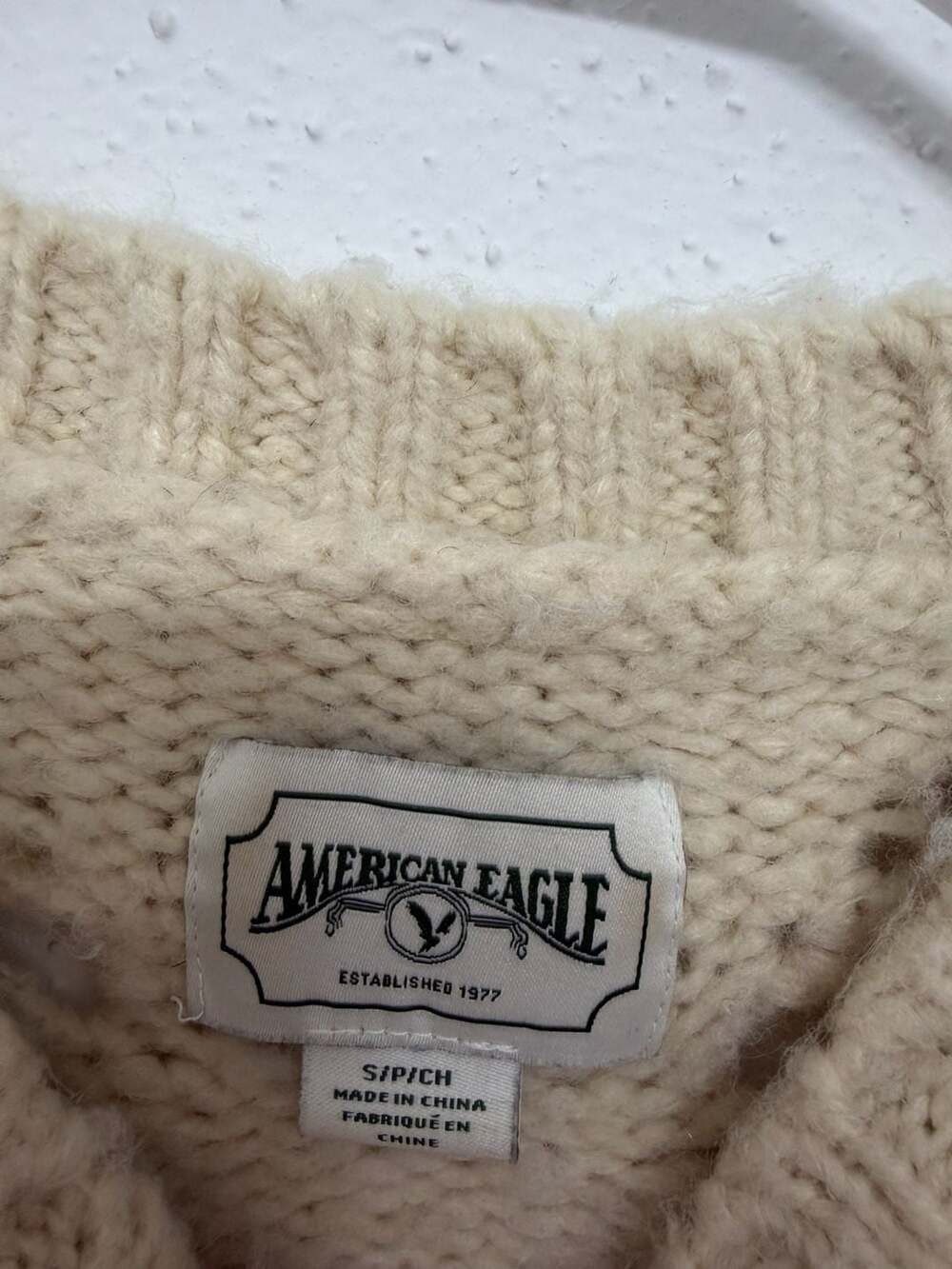 American Eagle Cream Pointelle Bobble Knit Sweater Size S - Picture 4 of 4